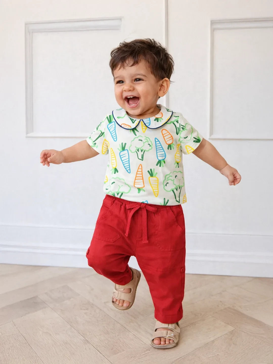 Printed Cotton Bodysuit & Pants Set
