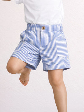 Sky Striped Cotton Shorts