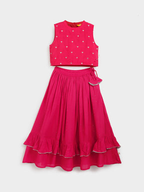 Pink Halter Top Skirt Set