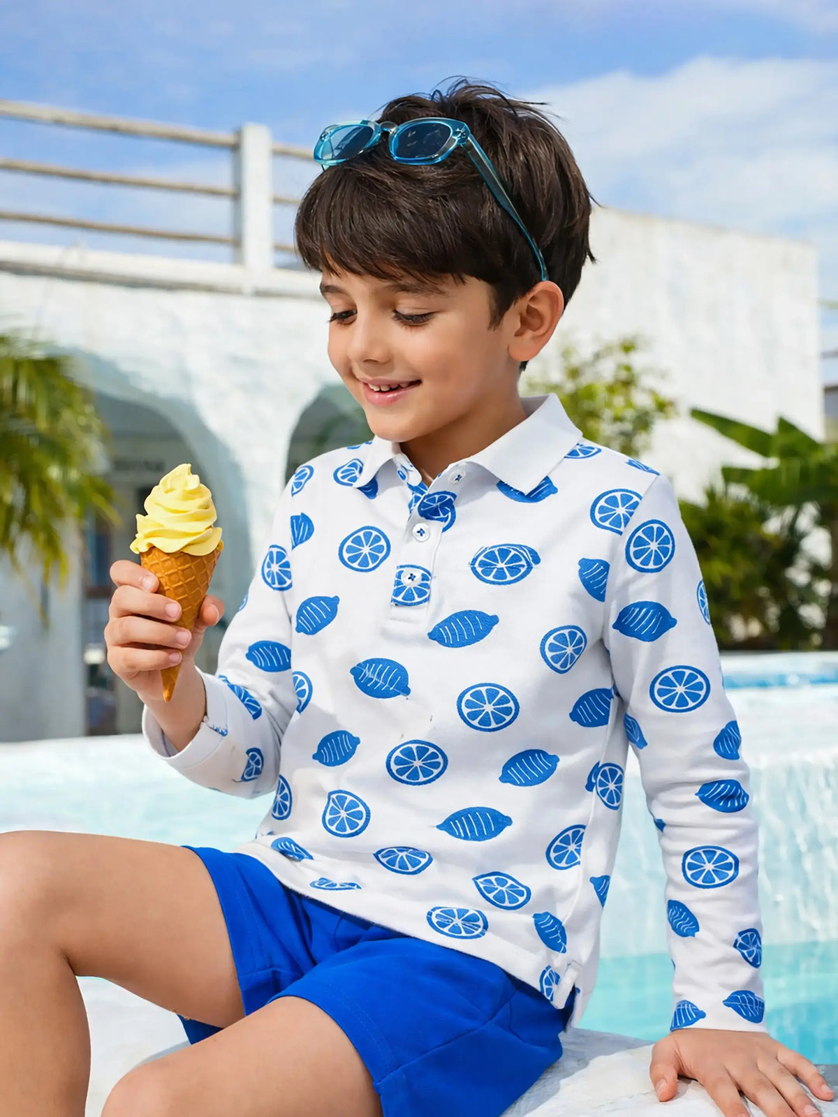 Printed Polo Neck Tee