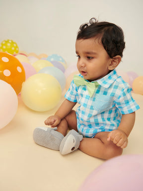 Check Romper With Neon Bow Somersault
