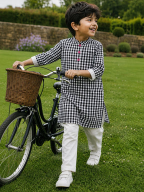 Black Gingham Kurta