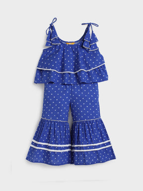 Blue Twirl Bandhani Sharara Set