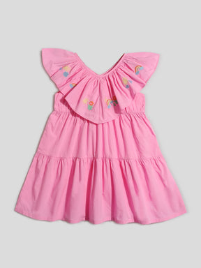 Pink Embroidered Tiered Dress Somersault