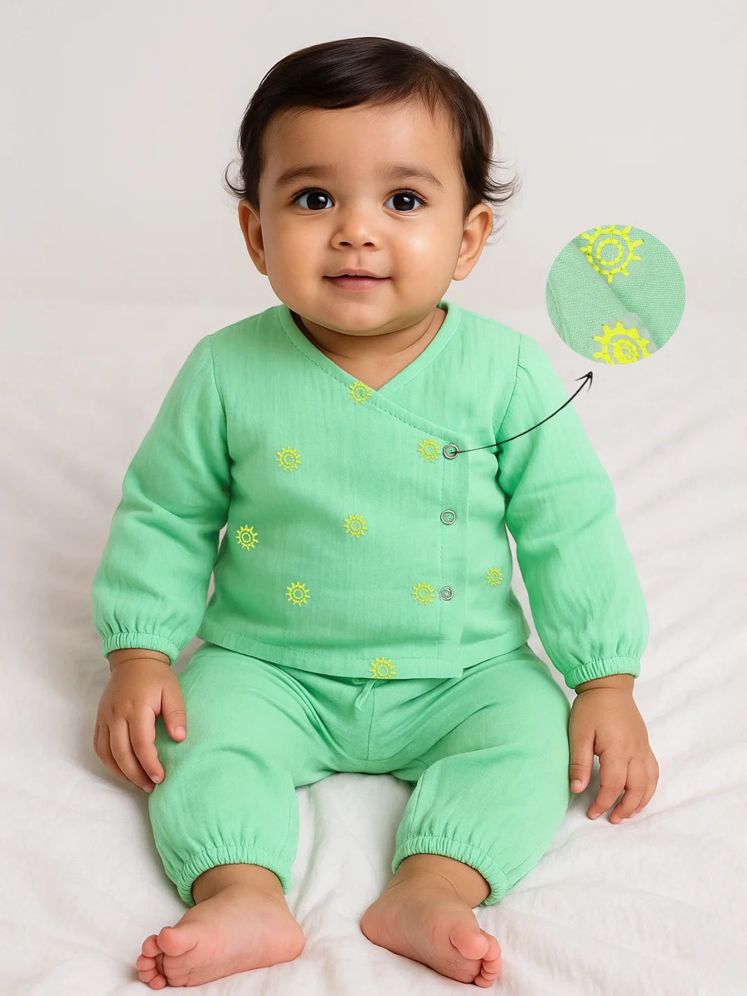 Minty Wrap Around Cotton Jhabla Set