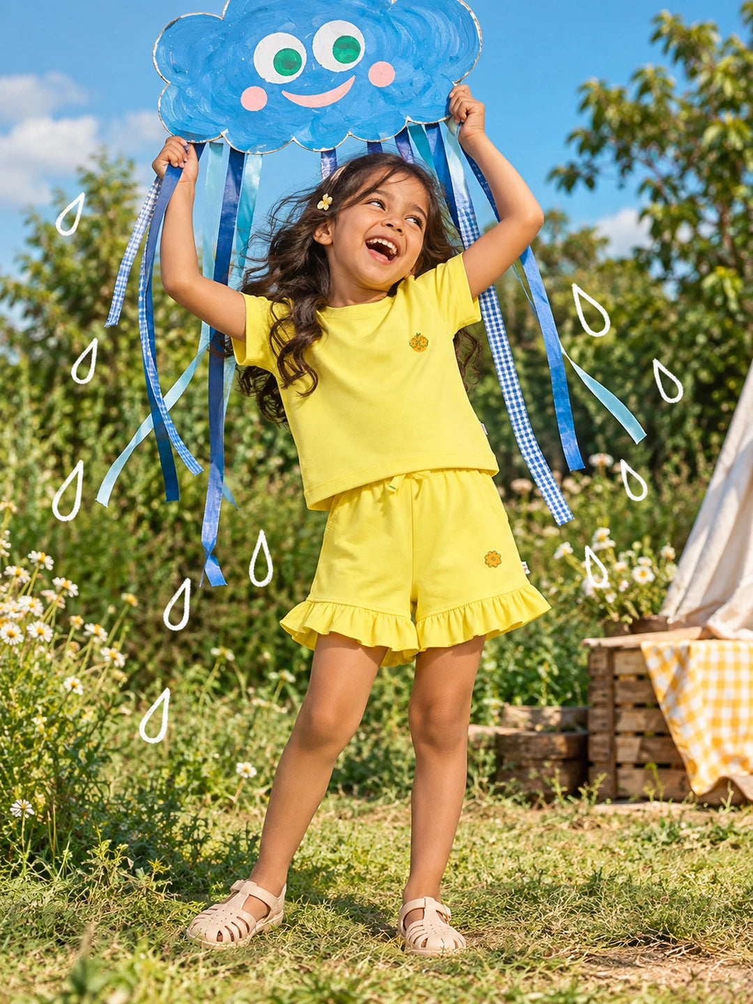 Playful Yellow T-Shirt & Shorts Set