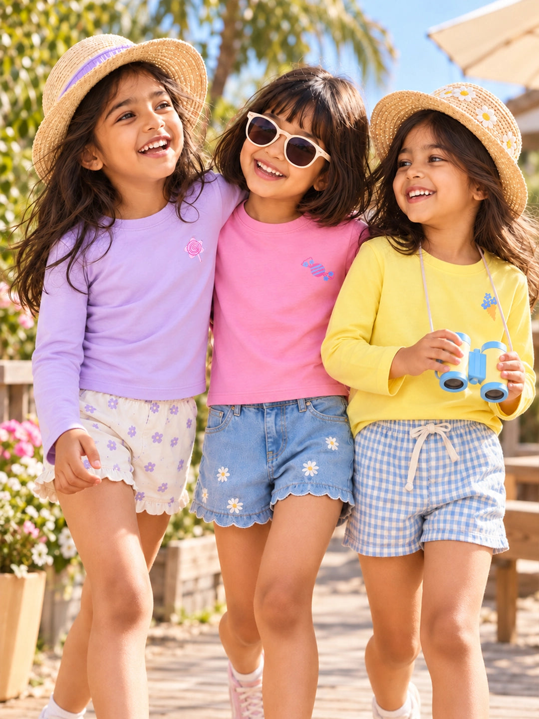 Pack of 3 Full Sleeves Cropped Girl's T-Shirts
