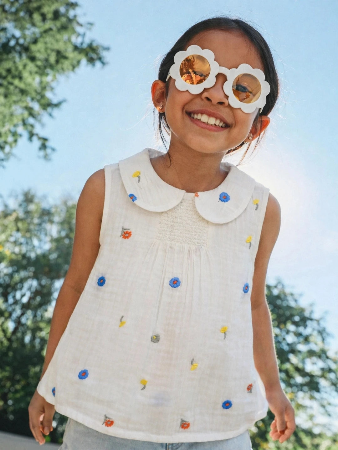 Embroidered Muslin Top