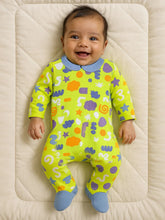 Playful Shapes Footed Cotton Sleepsuit - Green