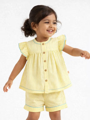 Buttercup Stripe Cotton Top & Shorts Pyjama Set