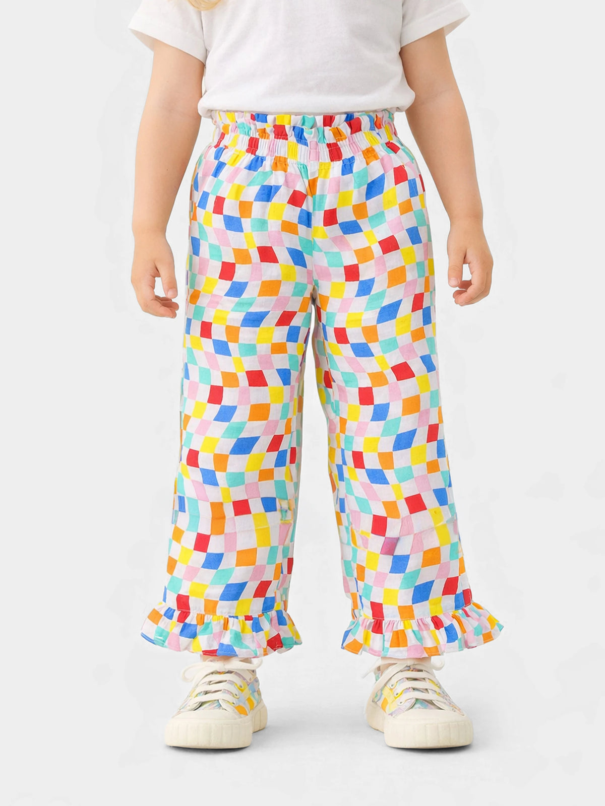 Checkered Ruffle Pants