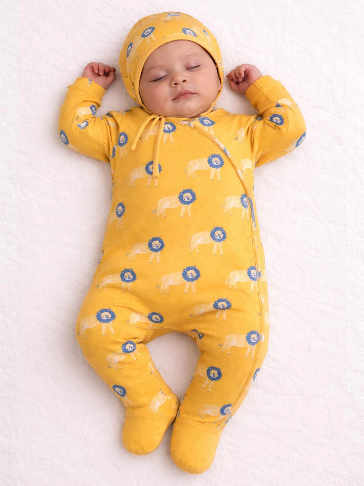 Sher Footed Cotton Sleepsuit with Cap