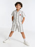 White Grey Striped Co-ord Set
