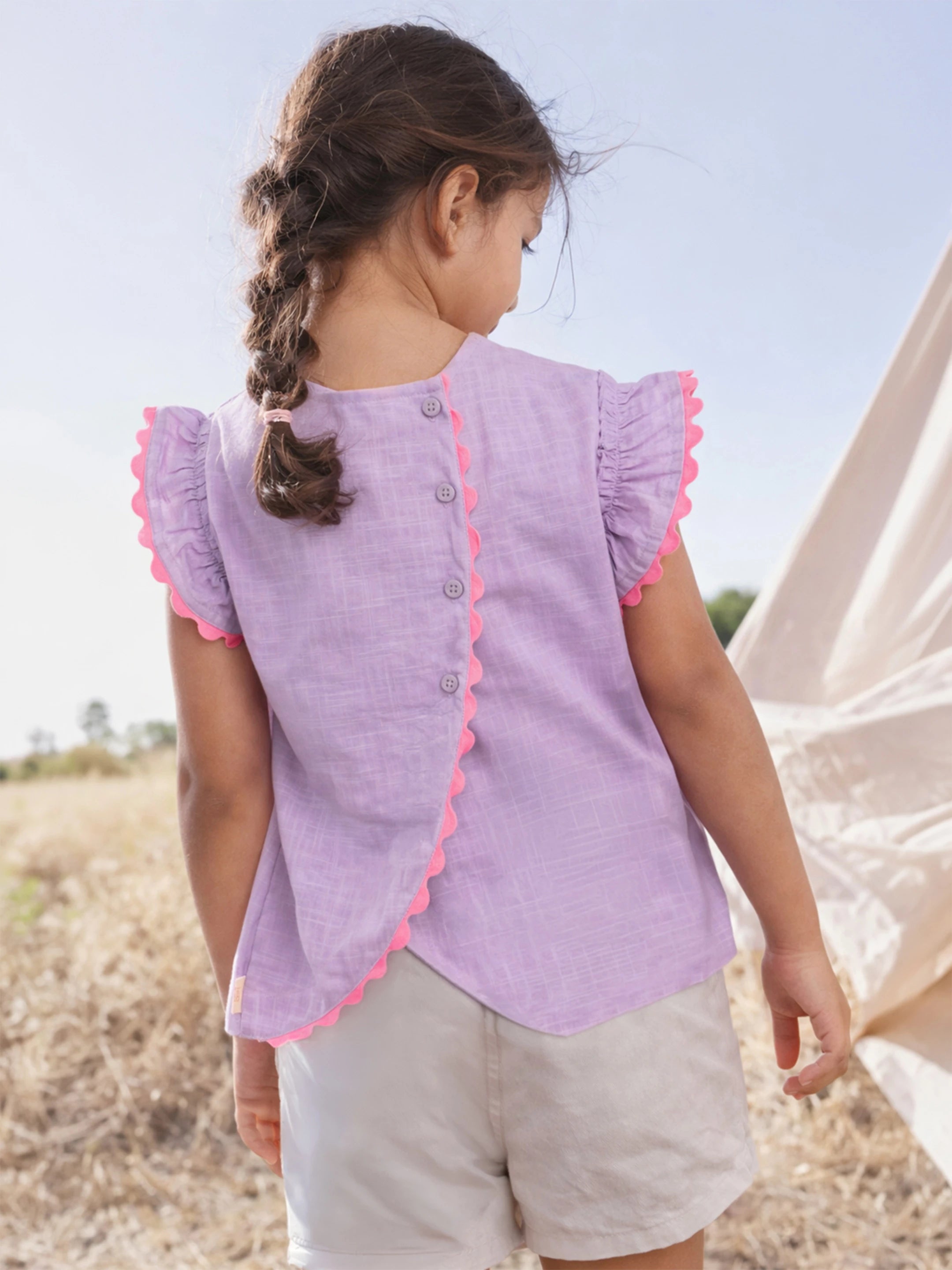 Lavender Breeze Scallop Asymmetrical Top