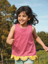 Pink Citrus Scallop Hem Sleeveless Top
