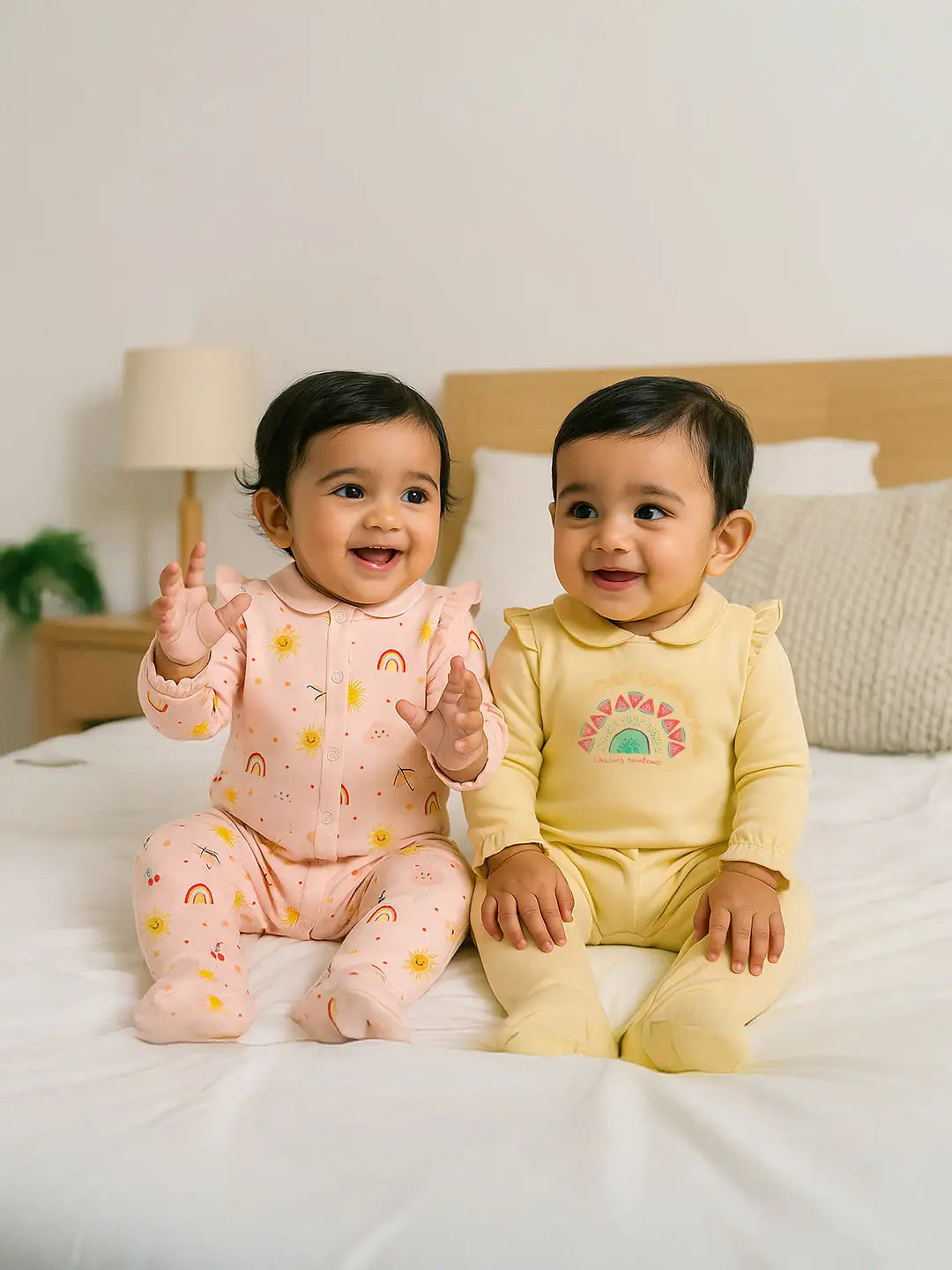 Chasing Rainbows Footed Cotton Sleepsuit- Pack of 2