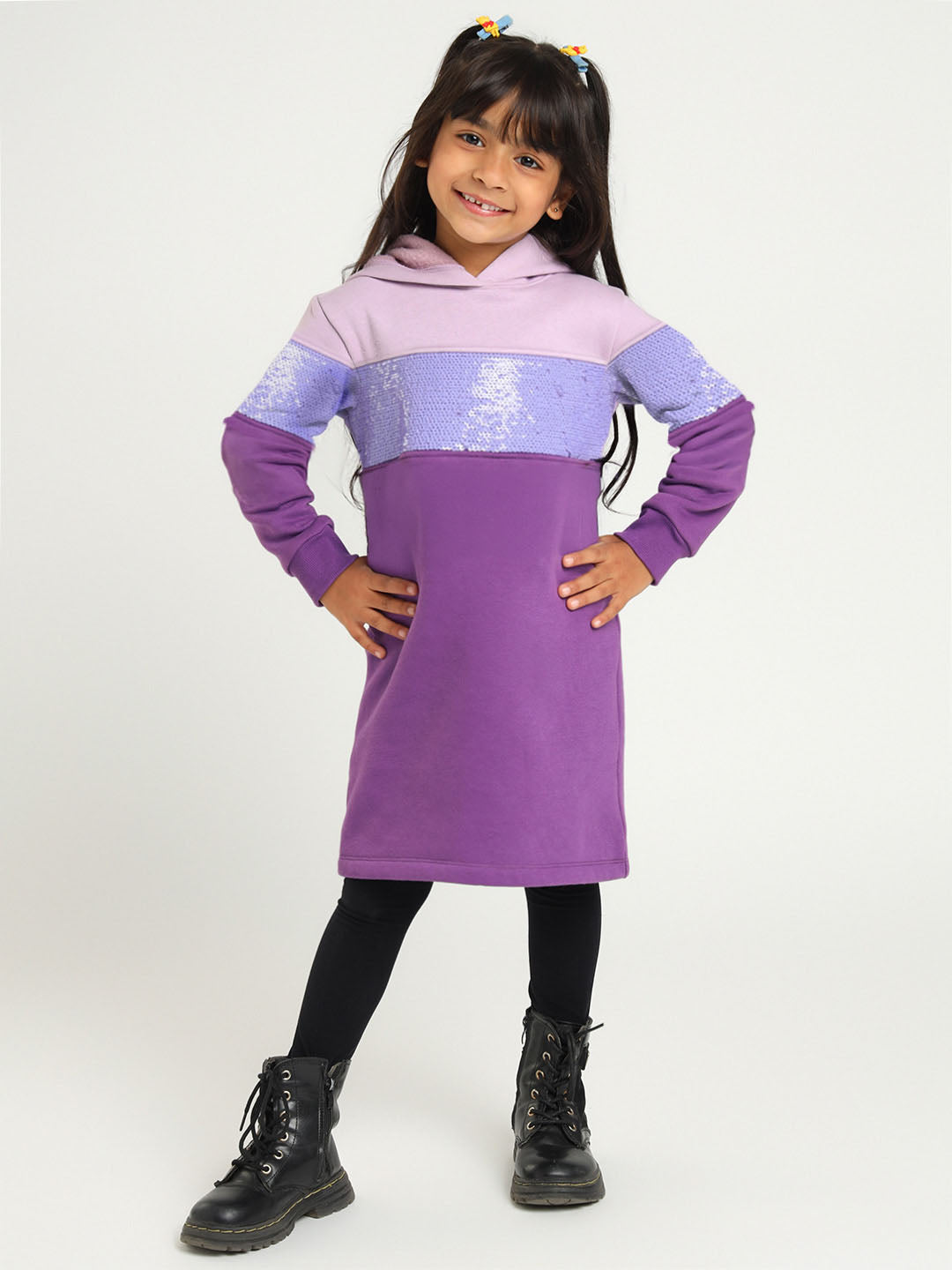 Sequined Hooded Sweatshirt Dress