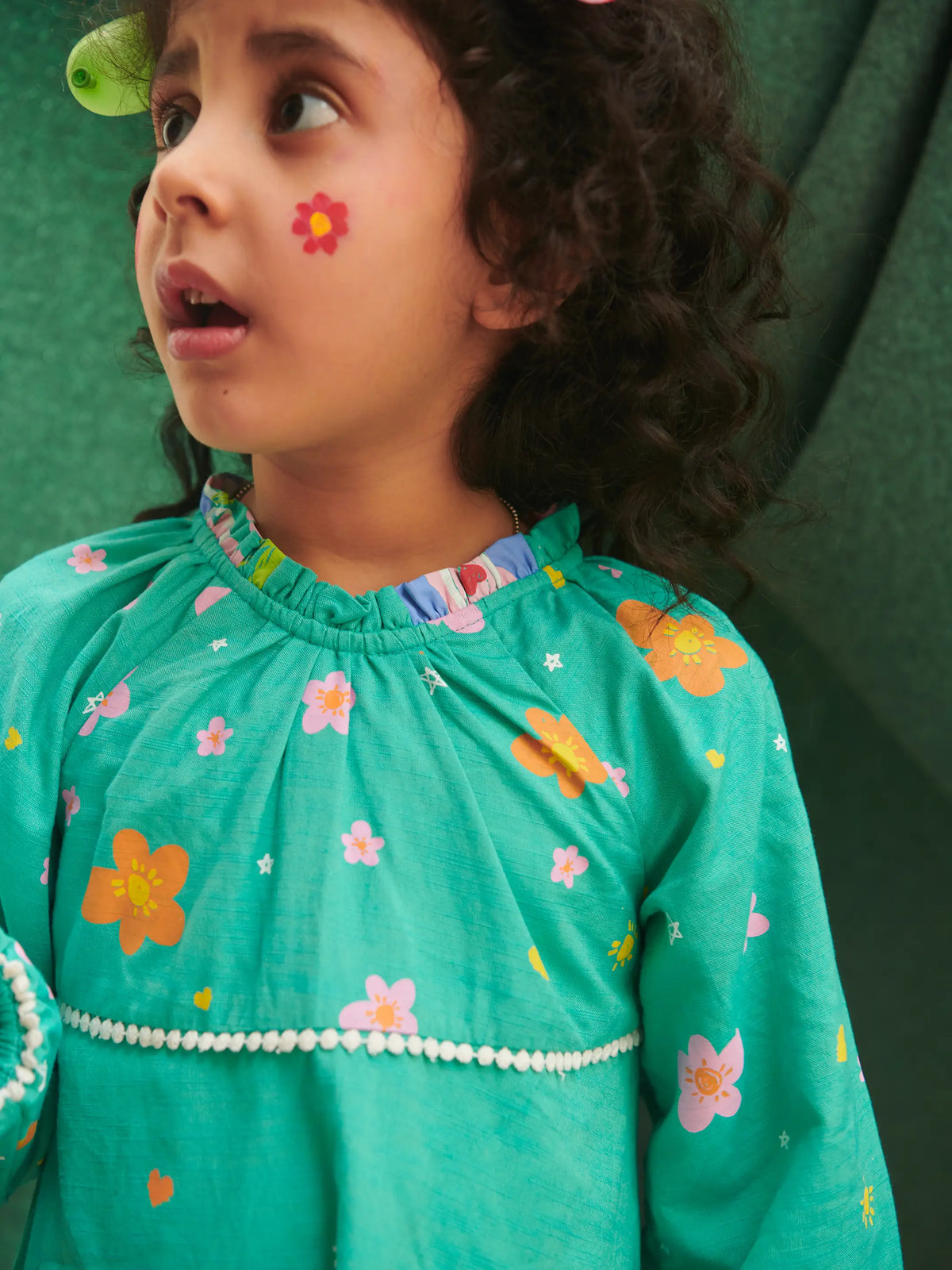 Printed Frill Trim Dress Somersault