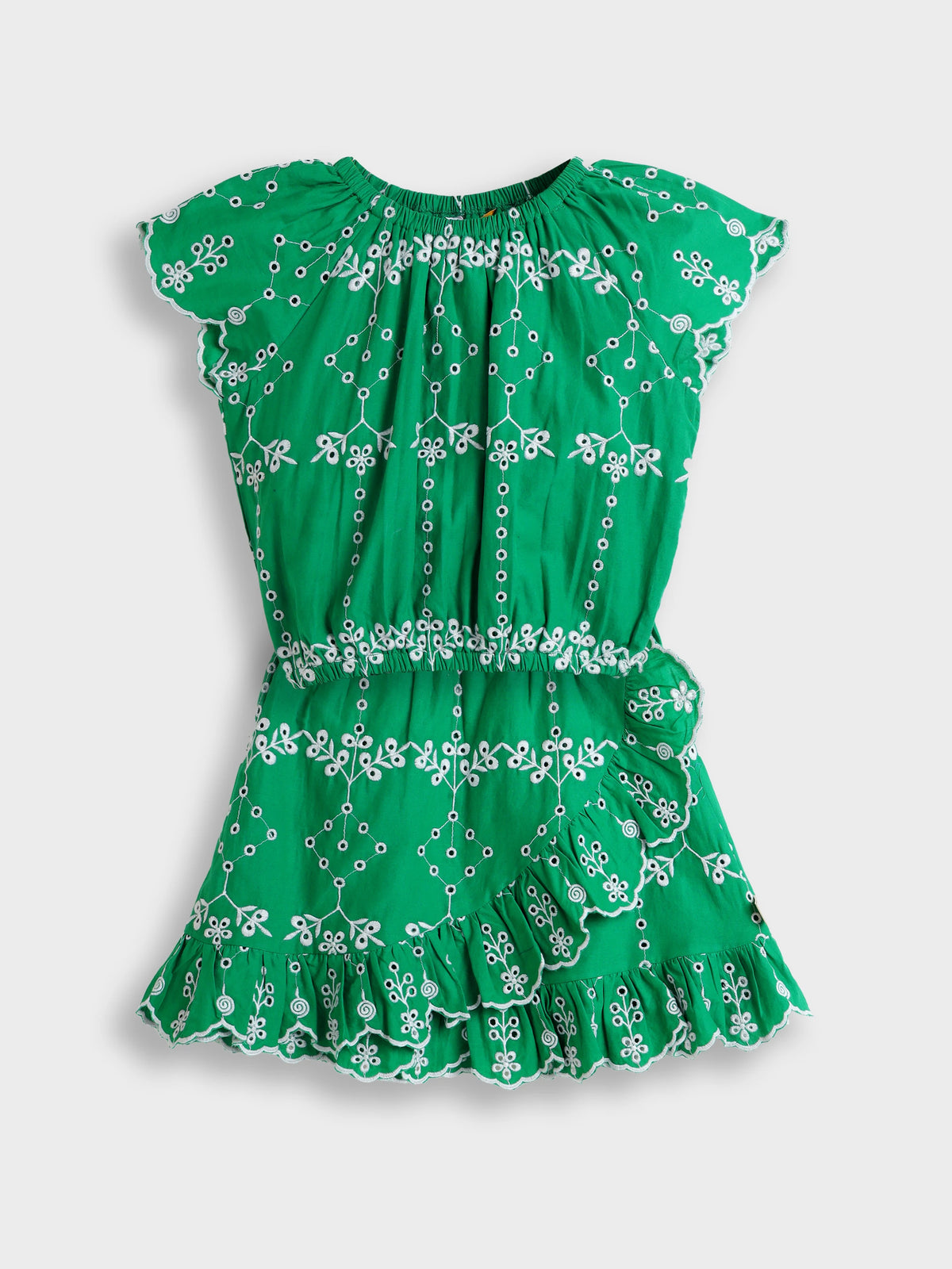 Green Schiffli Top and Skirt Set