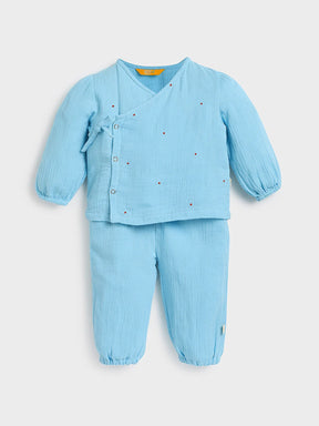 Embroidered Wrap Around Cotton Jhabla Set