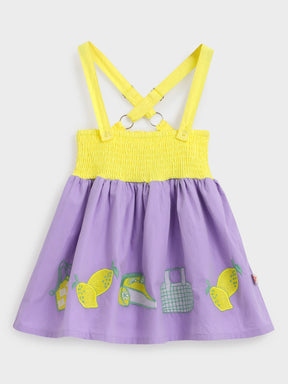 Lavender Smocked Strap Top with Lemon Embroidery