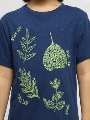 Leafy Drop Shoulder Cotton Tee