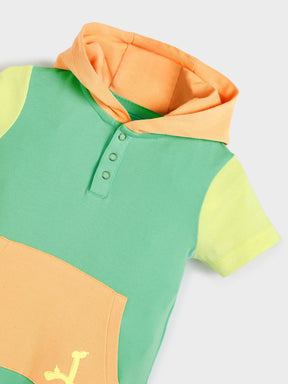 Colorblock Hooded Romper