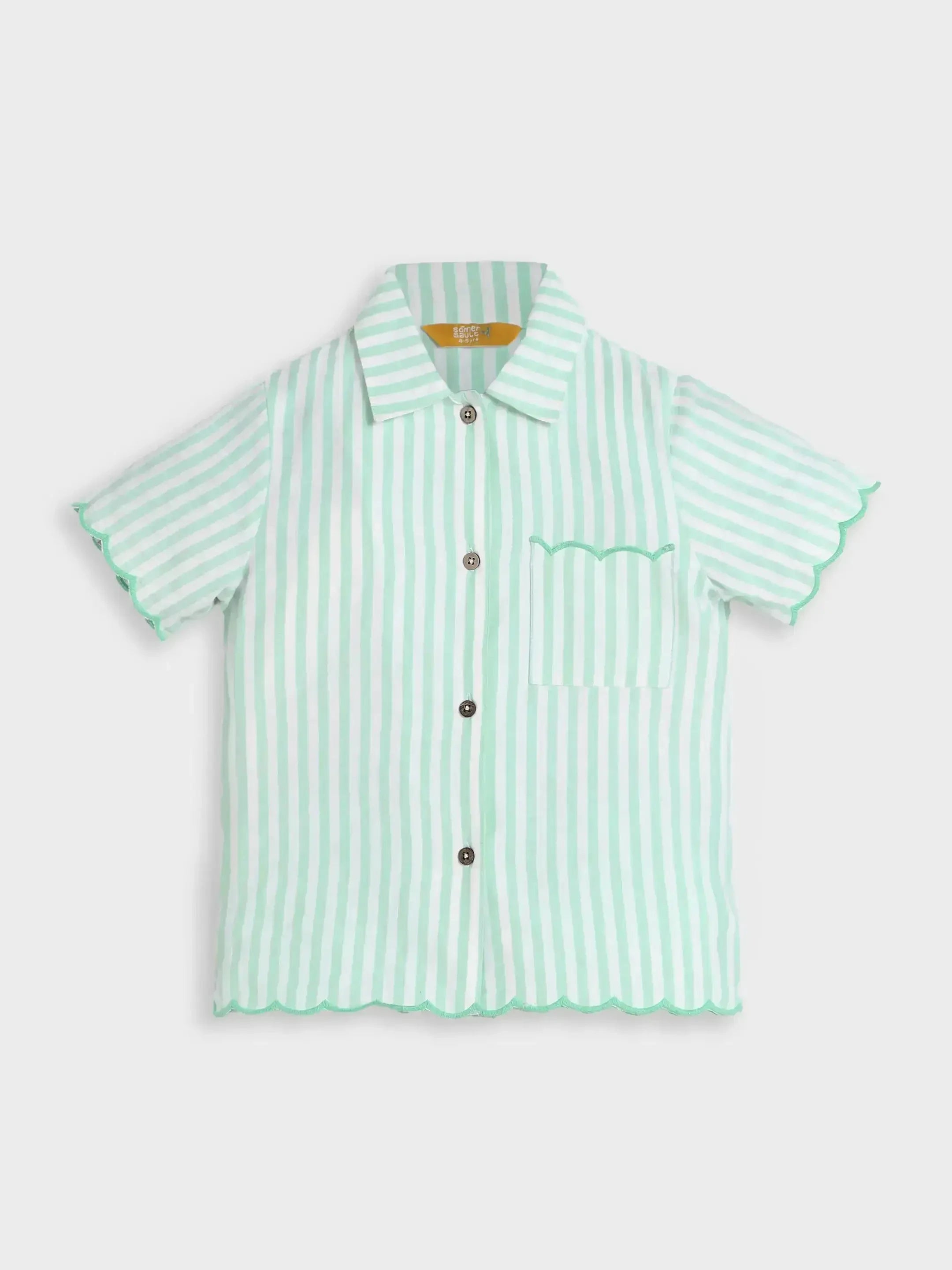 Striper Scallop Hem Shirt