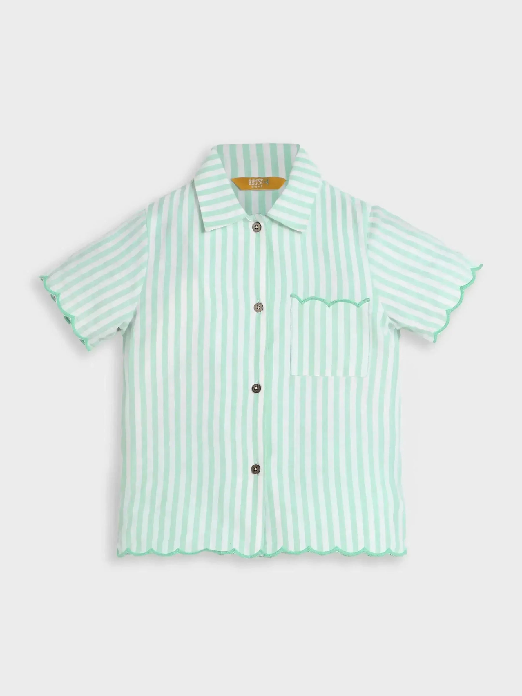 Mint Stripe Scallop Shirt