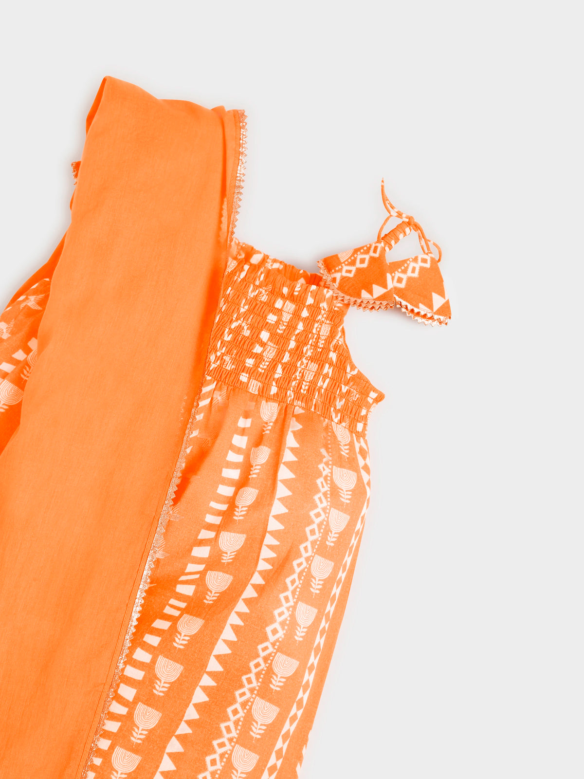 Orange Printed Sharara Set with Dupatta
