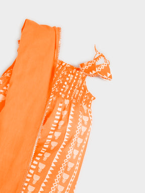 Orange Printed Sharara Set with Dupatta
