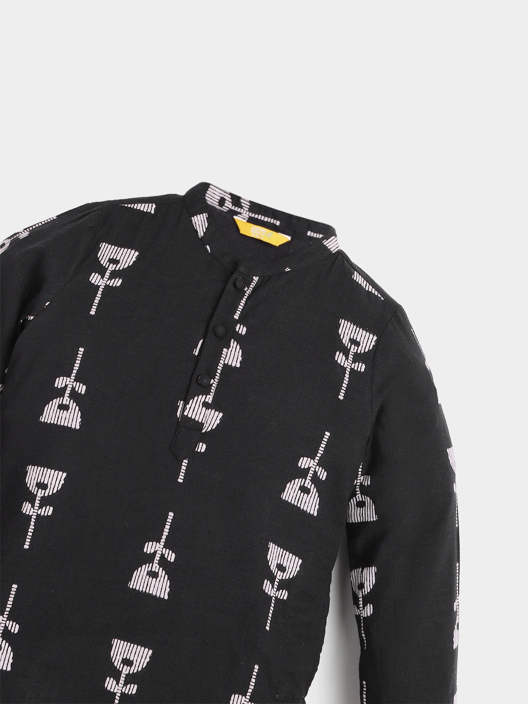 Black Printed Kurta Pajama Set