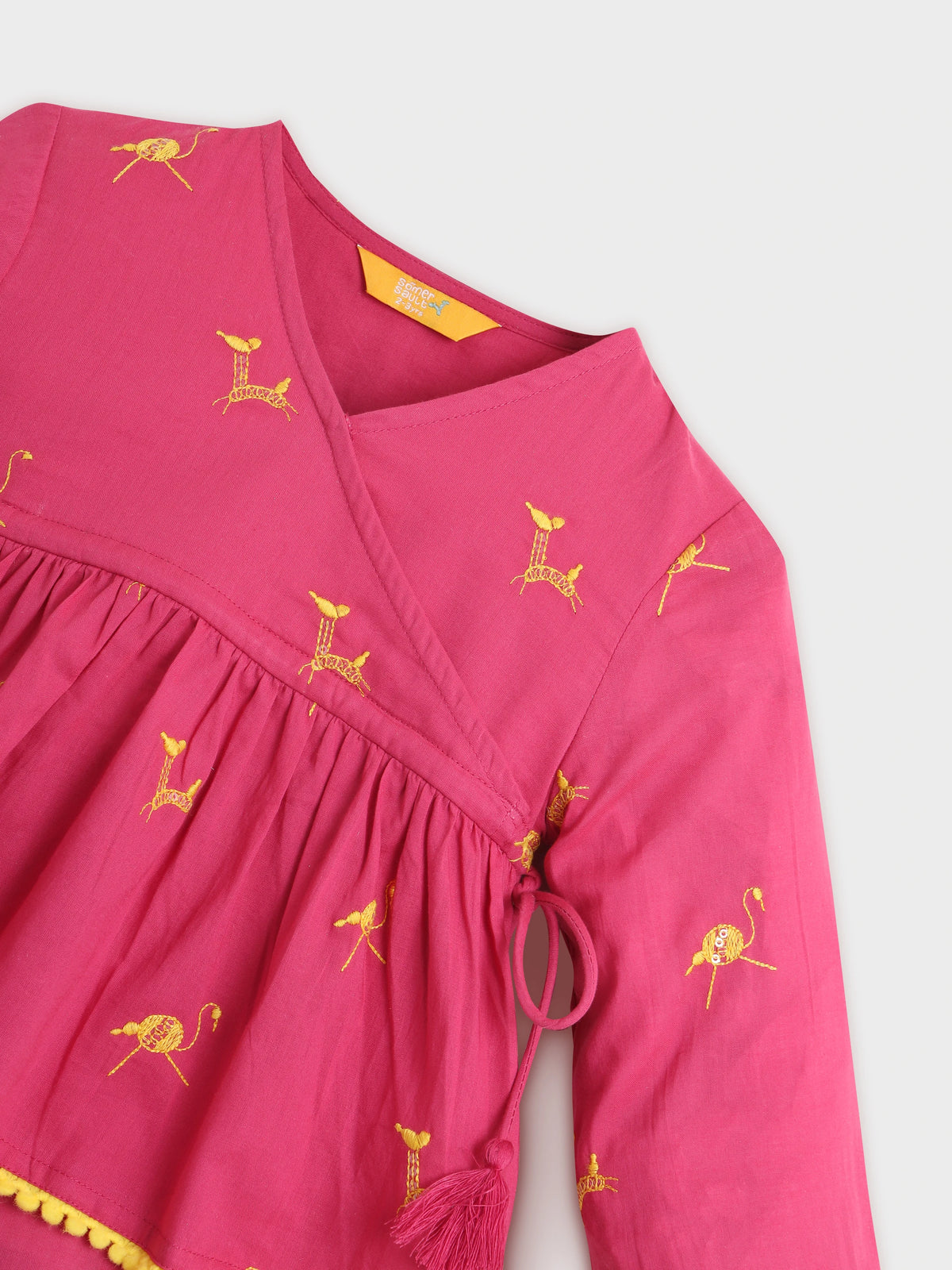 Pink Flamingo Embroidered Top & Pant Set