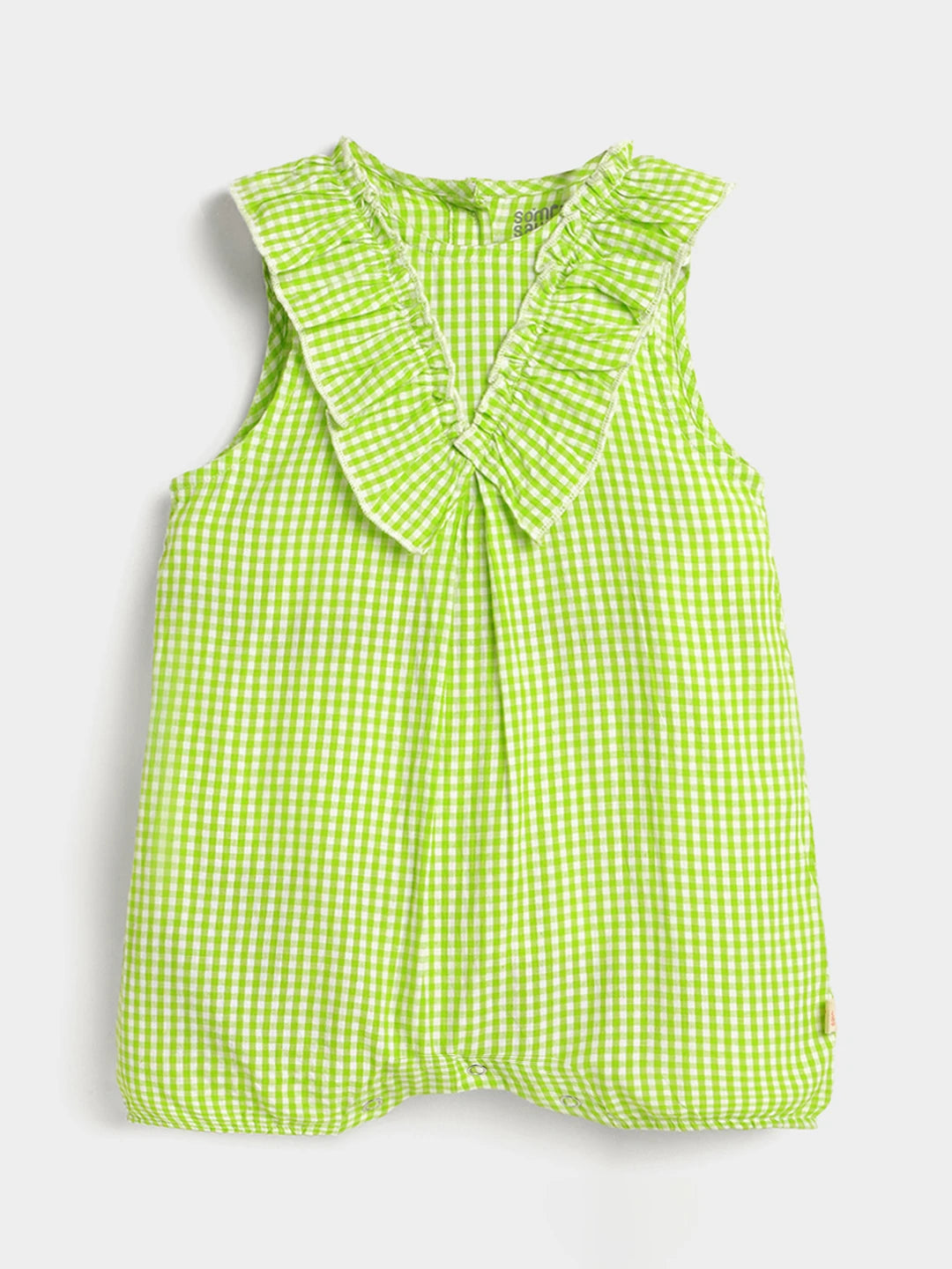 Minty Lemonade Gingham Cotton Romper