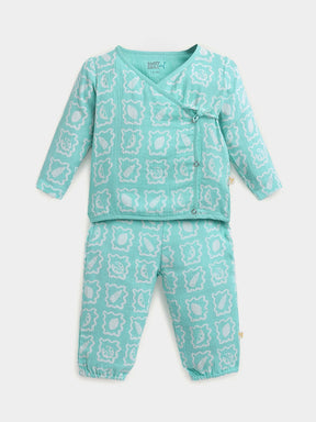 Printed Wrap Around Cotton Jhabla Set
