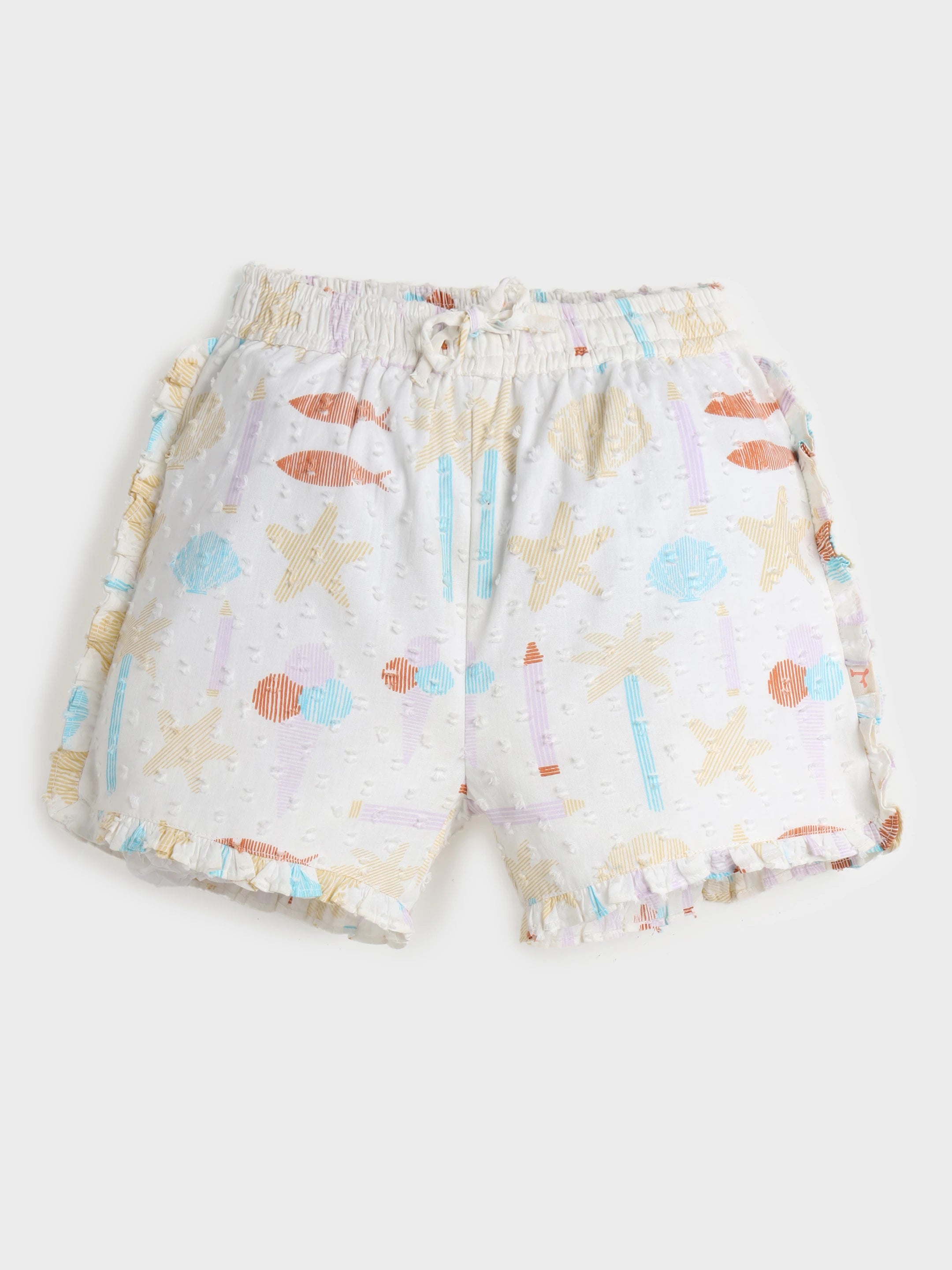 Printed Ruffle Hem Shorts