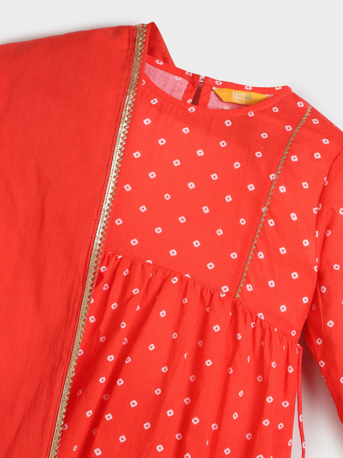 Red Bandhani Print Sharara Set with Dupatta