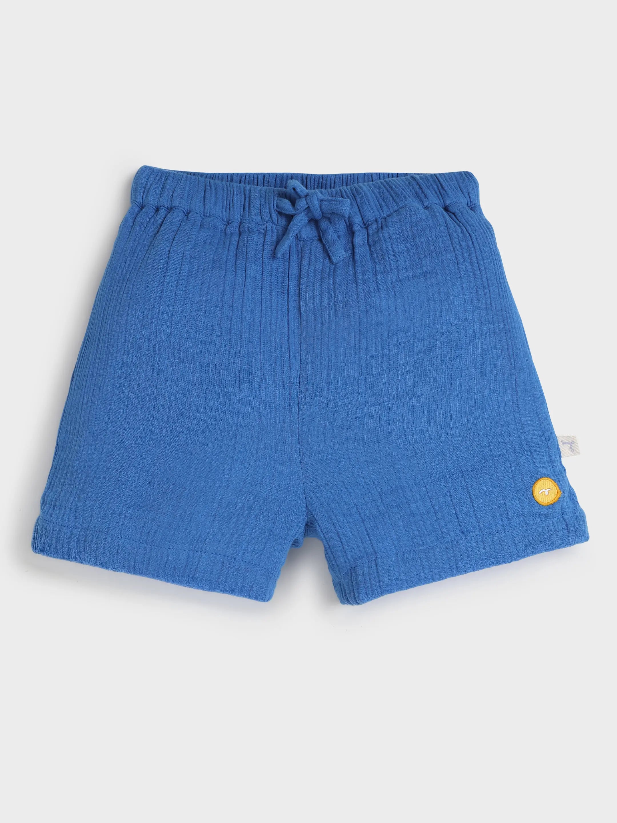 Classic Blue Textured Drawstring Shorts