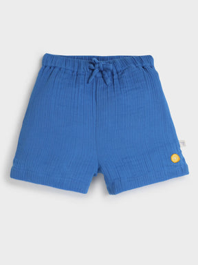 Classic Blue Textured Drawstring Shorts
