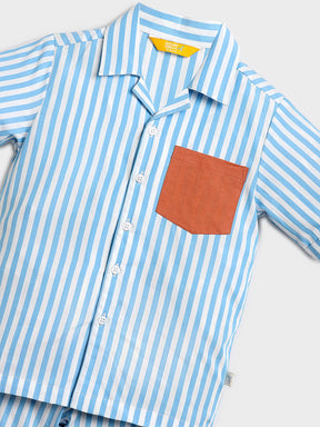 Blue Striped Shirt & Pyjama Set
