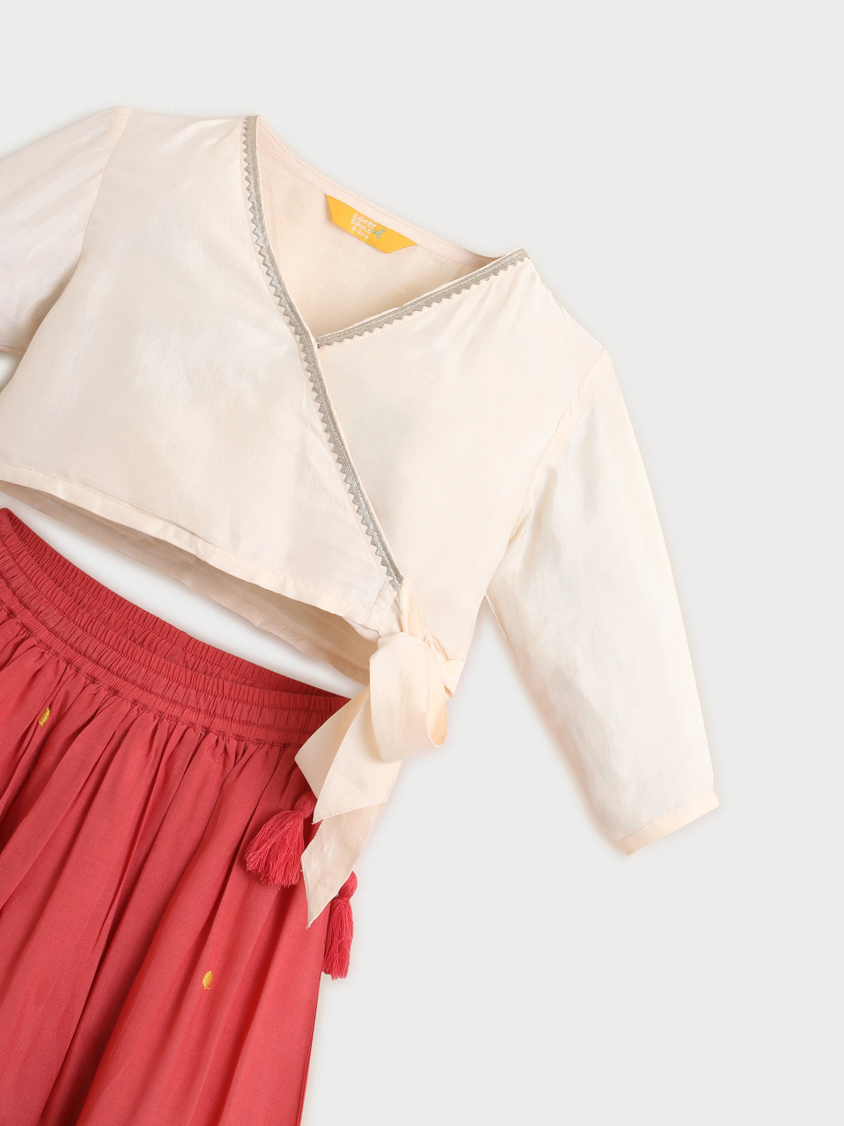 Embroidered Rayon Wrap Top Skirt Set