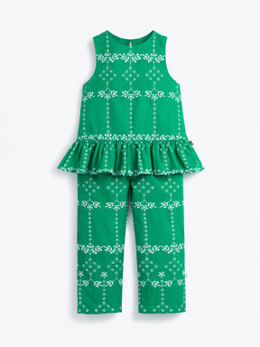 Emerald Bloom Peplum Co-ord Set