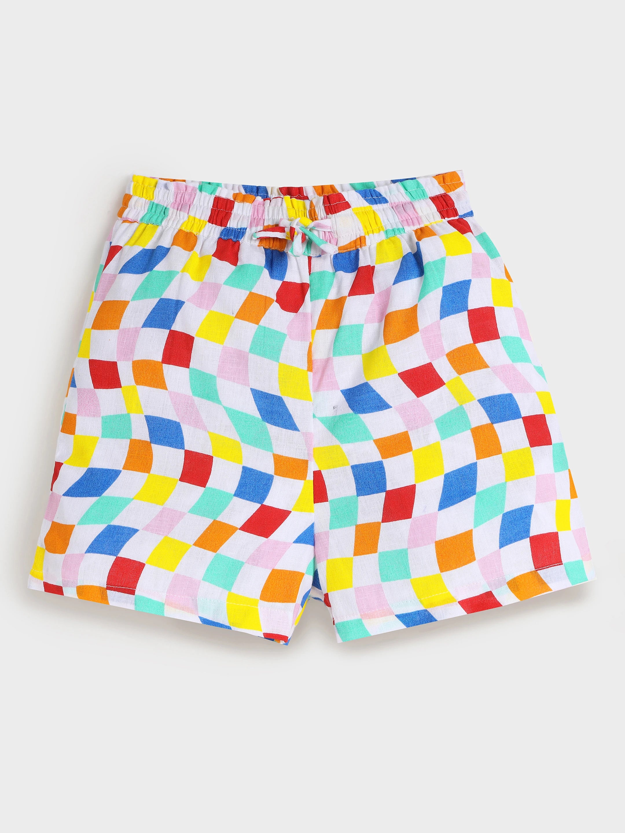 Checkered Cotton Shorts