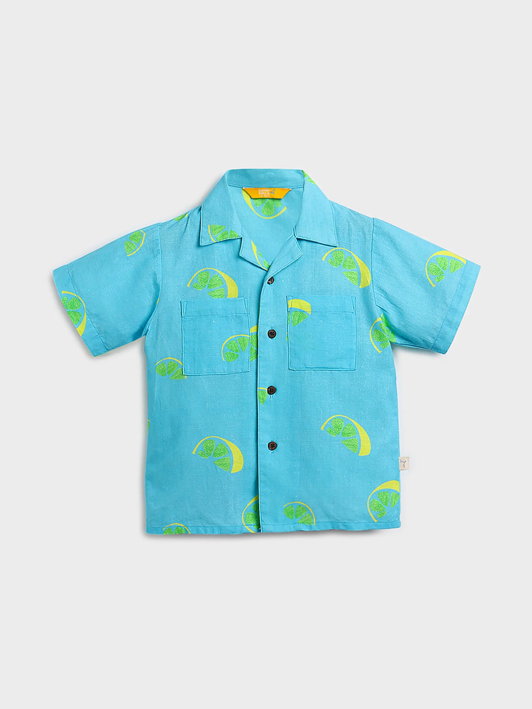 Zesty Lime Shirt & Denim Shorts Set