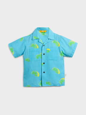 Zesty Lime Shirt & Denim Shorts Set