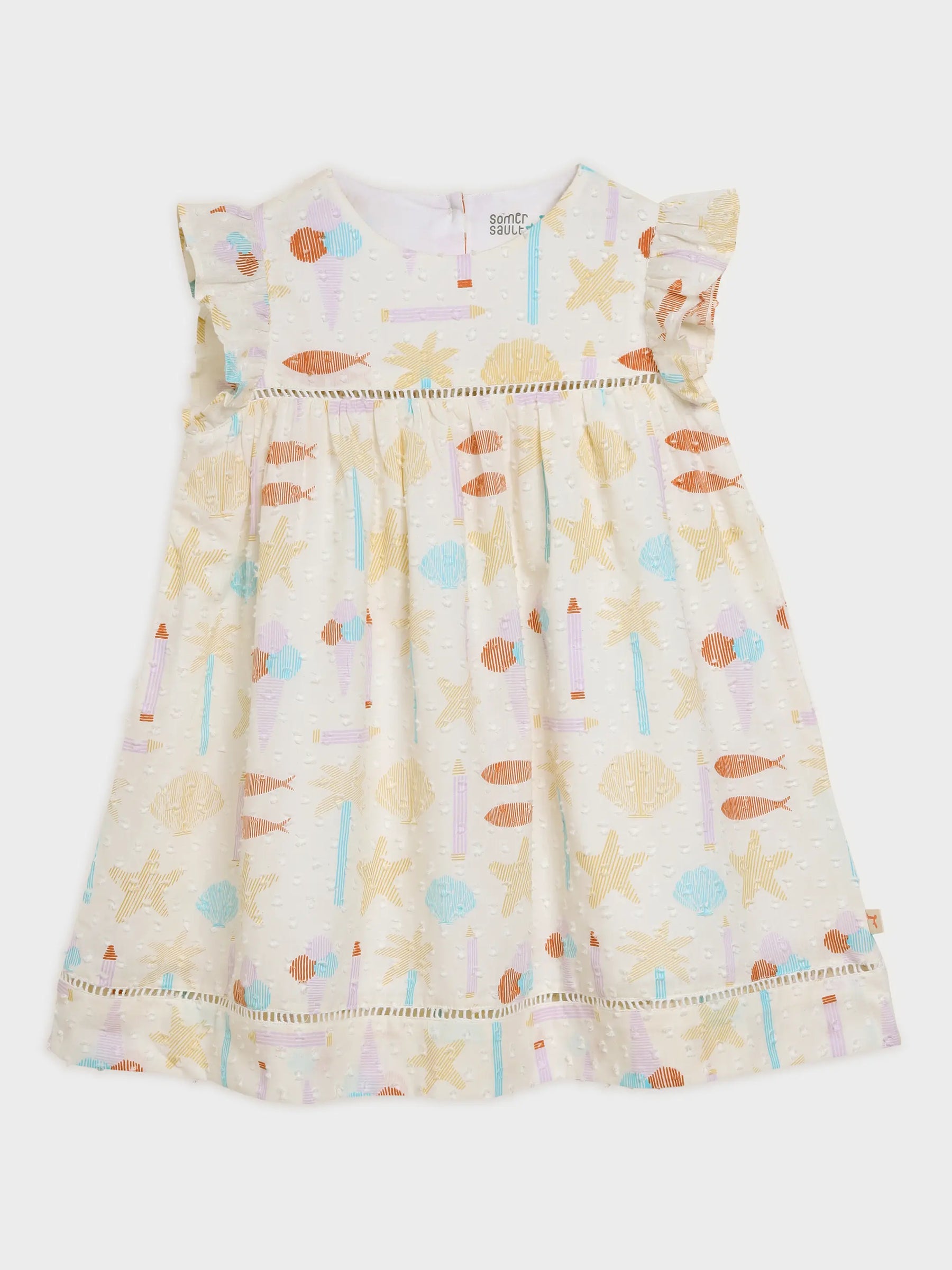 Playful Pastels Dress with Ruffle Sleeves