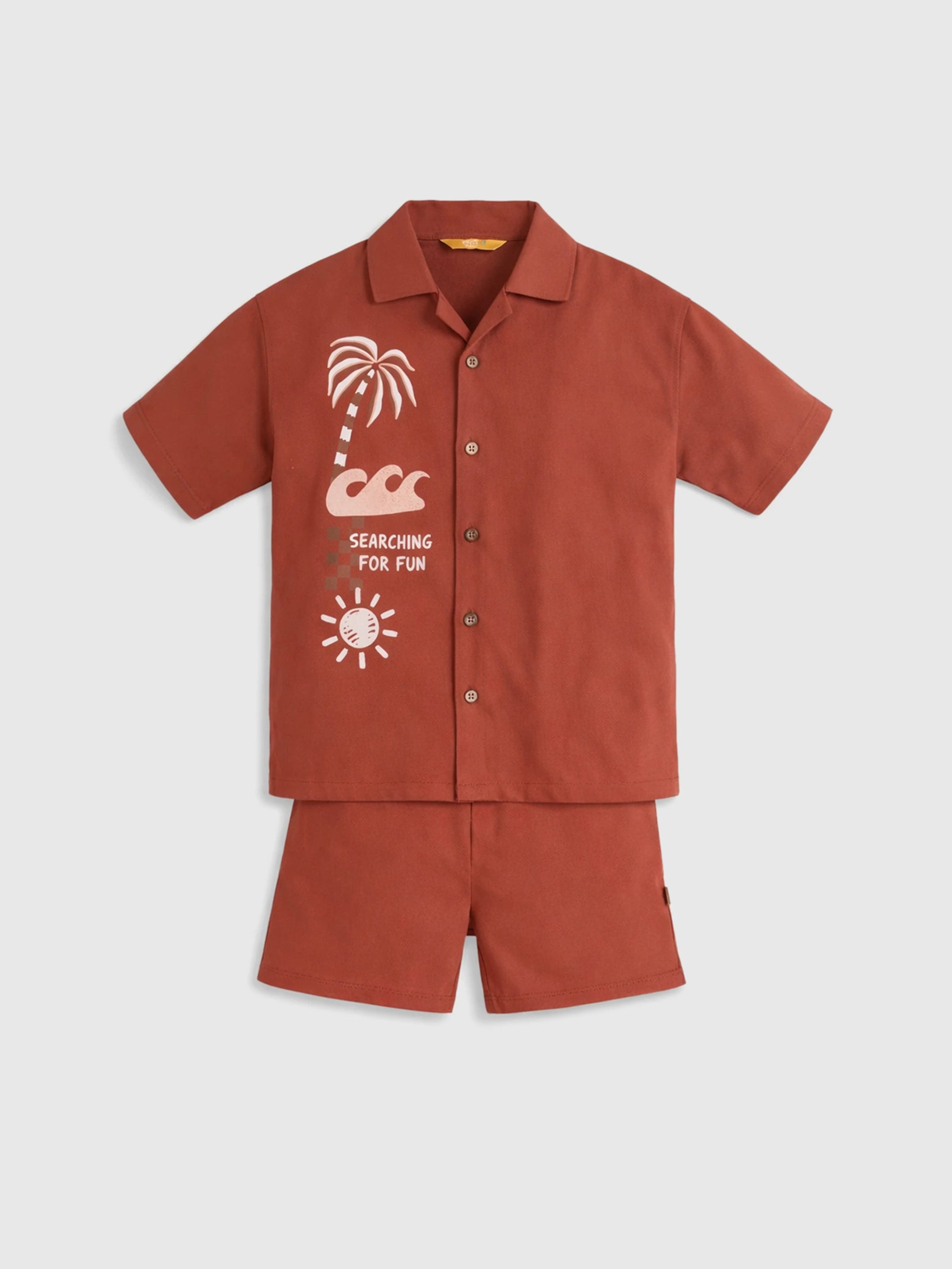 Printed Cotton Shirt with Shorts