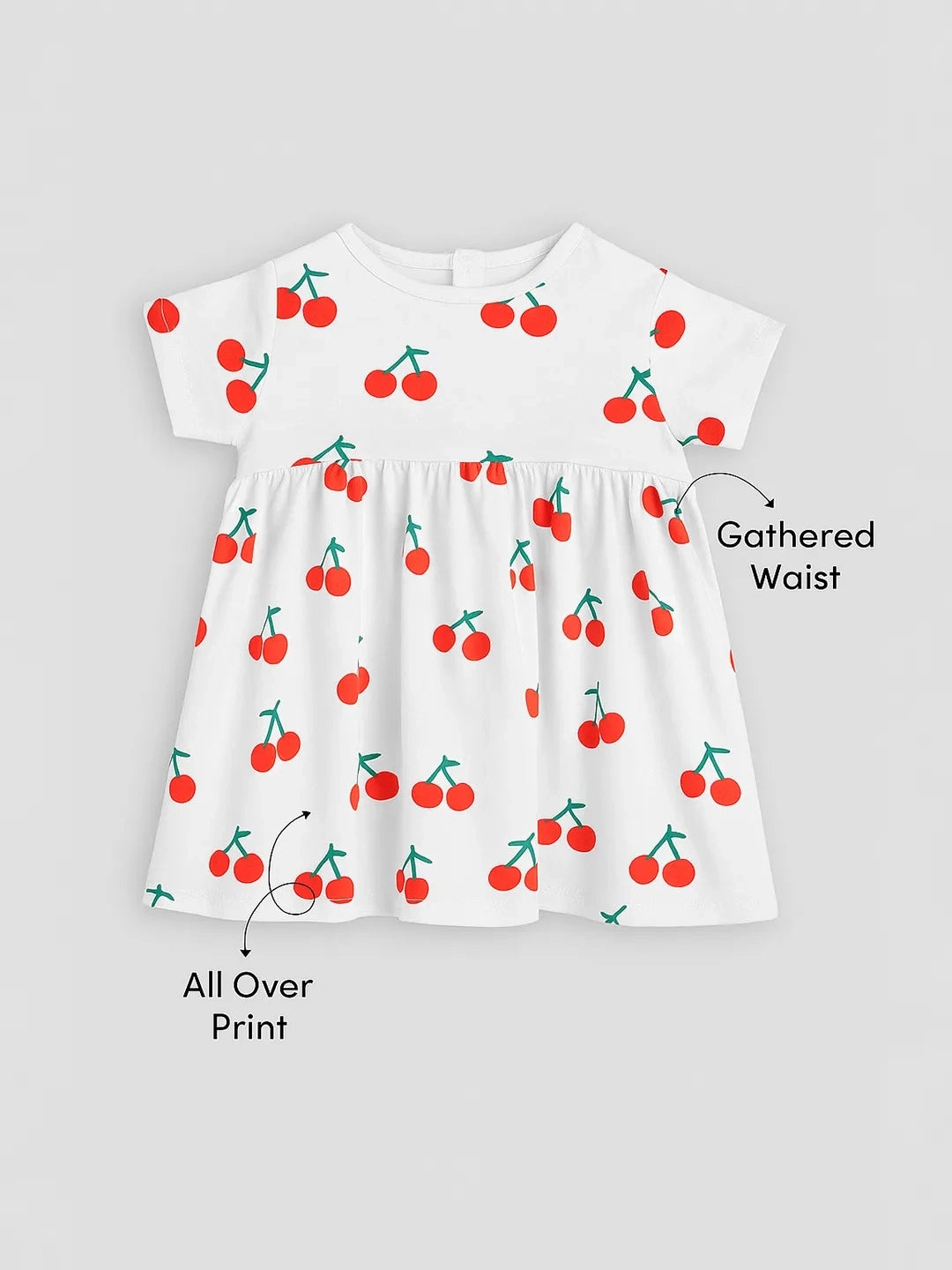 Happy Cherry Cotton A-Line Dress