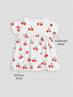 Happy Cherry Cotton A-Line Dress
