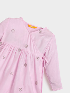 Tassel Twirl Pink Angrakha & Petal Pant Set